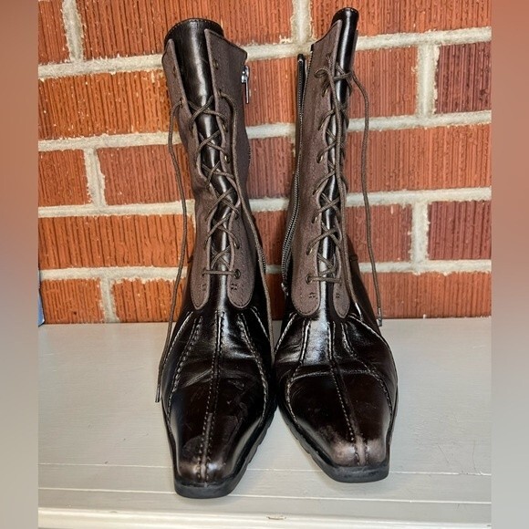 Stuart Weitzman Boots Womens 8.5 AA Brown Leather Witch Cosplay Steampunk S - Picture 4 of 15